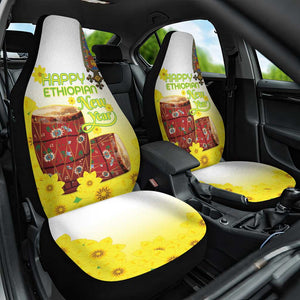 Melkam Enkutatash Ethiopian Car Seat Cover Kebero Drum With Adey Abeba Flower - African Pride