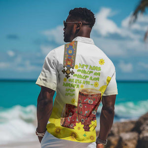 Melkam Enkutatash Ethiopian Hawaiian Shirt Kebero Drum With Adey Abeba Flower - African Pride