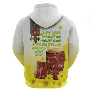 Melkam Enkutatash Ethiopian Hoodie Kebero Drum With Adey Abeba Flower - African Pride