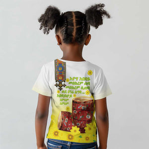 Melkam Enkutatash Ethiopian Kid T shirt Kebero Drum With Adey Abeba Flower - African Pride