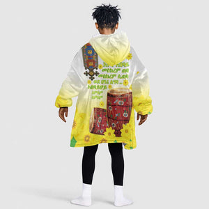 Melkam Enkutatash Ethiopian Kid Wearable Blanket Hoodie Kebero Drum With Adey Abeba Flower - African Pride