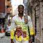 Melkam Enkutatash Ethiopian Long Sleeve Button Shirt Kebero Drum With Adey Abeba Flower - African Pride