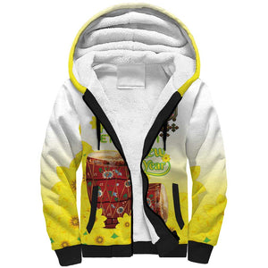 Melkam Enkutatash Ethiopian Sherpa Hoodie Kebero Drum With Adey Abeba Flower - African Pride