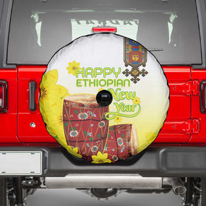 Melkam Enkutatash Ethiopian Spare Tire Cover Kebero Drum With Adey Abeba Flower - African Pride