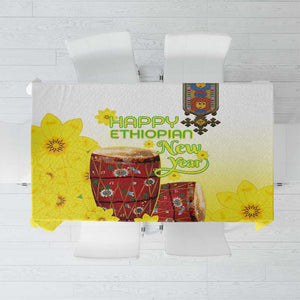 Melkam Enkutatash Ethiopian Tablecloth Kebero Drum With Adey Abeba Flower - African Pride