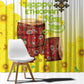 Melkam Enkutatash Ethiopian Window Curtain Kebero Drum With Adey Abeba Flower - African Pride