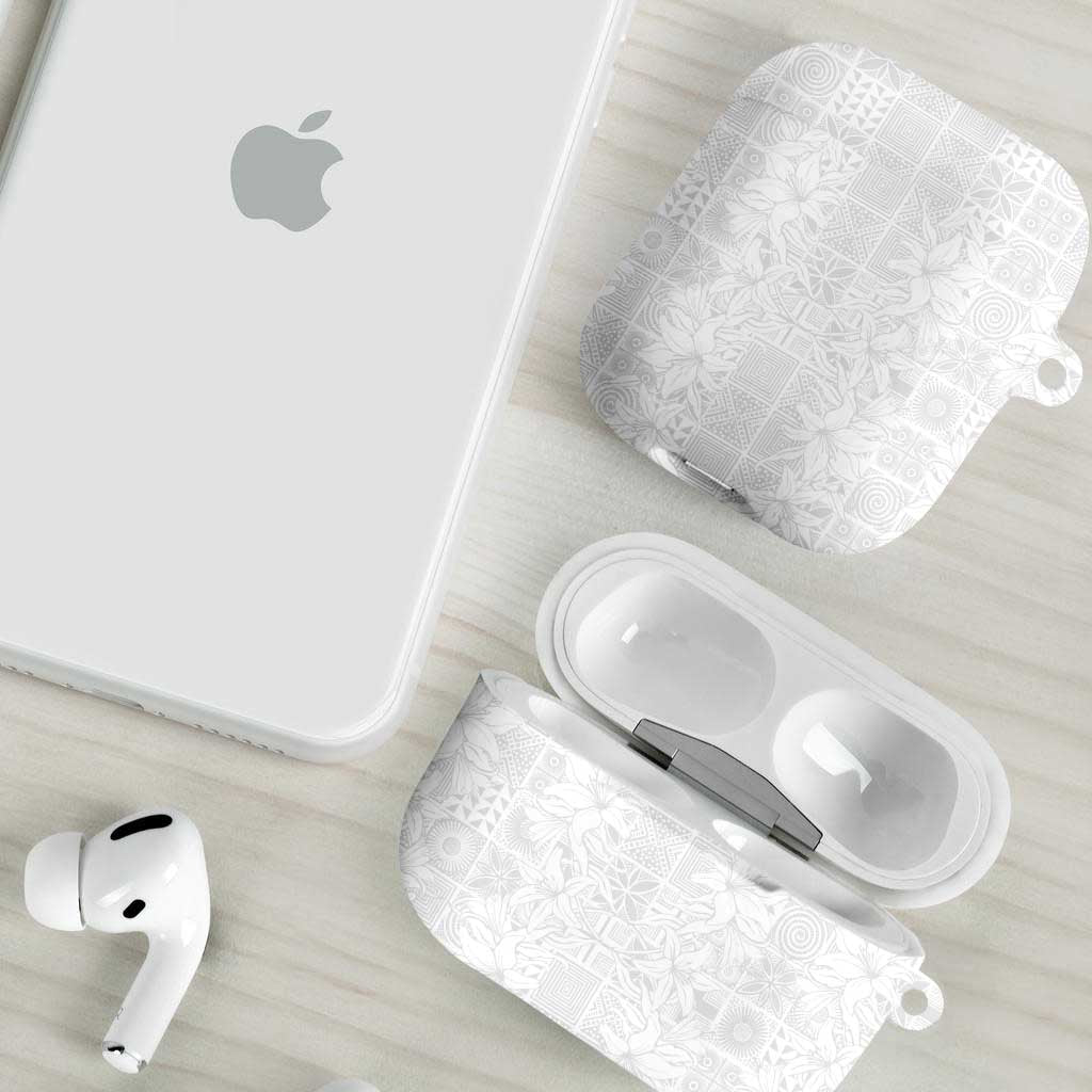 Nigeria Osun-Osogbo Festival AirPods Case White Lily Lei With Yoruba Pattern