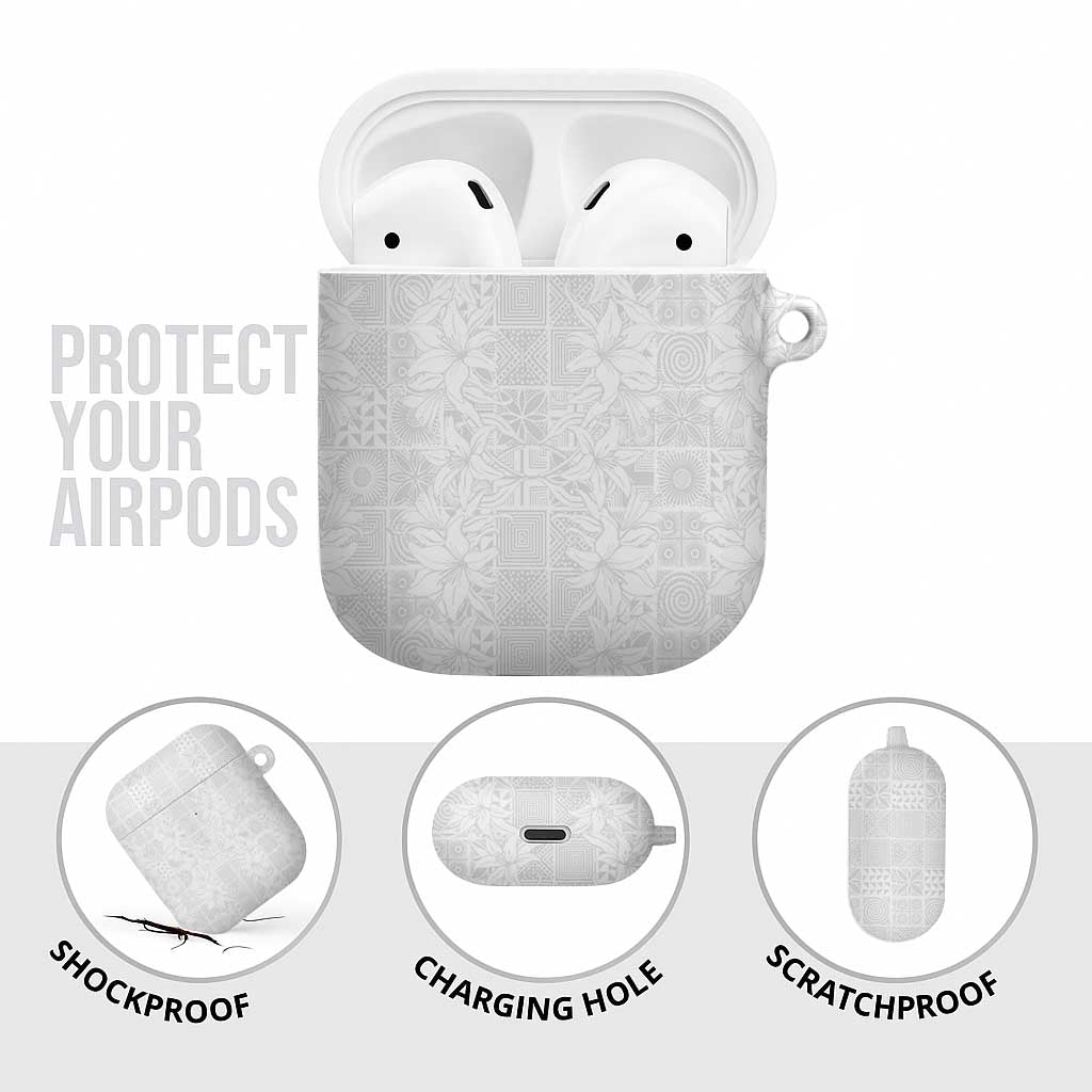 Nigeria Osun-Osogbo Festival AirPods Case White Lily Lei With Yoruba Pattern