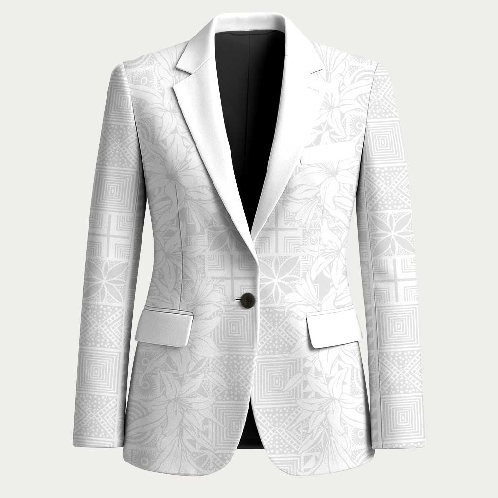 Nigeria Osun-Osogbo Festival Blazer White Lily Lei With Yoruba Pattern