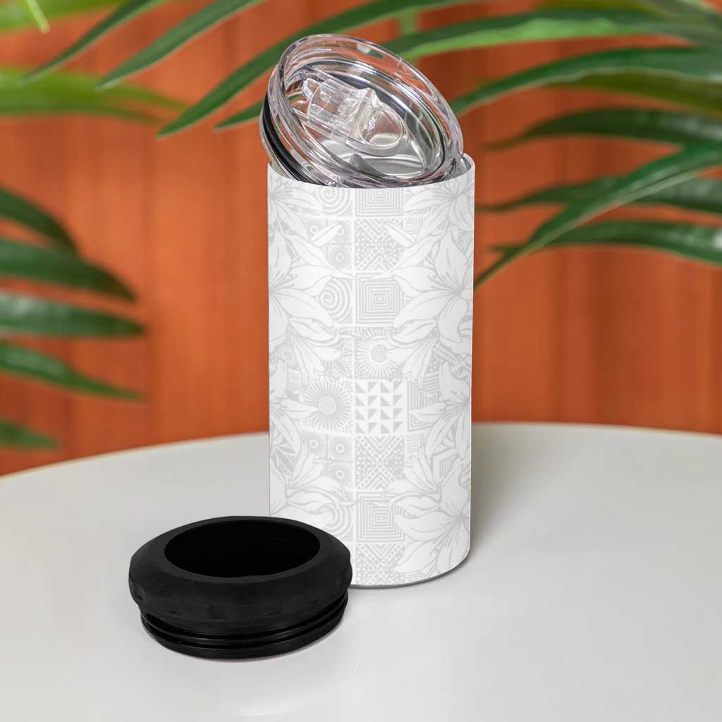 Nigeria Yoruba Osun-Osogbo Festival 4 in 1 Can Cooler Tumbler White Lily Lei - African Pride