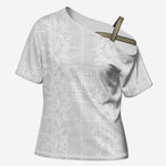 Nigeria Osun-Osogbo Festival Cross Shoulder Shirt White Lily Lei With Yoruba Pattern