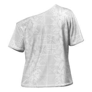 Nigeria Osun-Osogbo Festival Cross Shoulder Shirt White Lily Lei With Yoruba Pattern