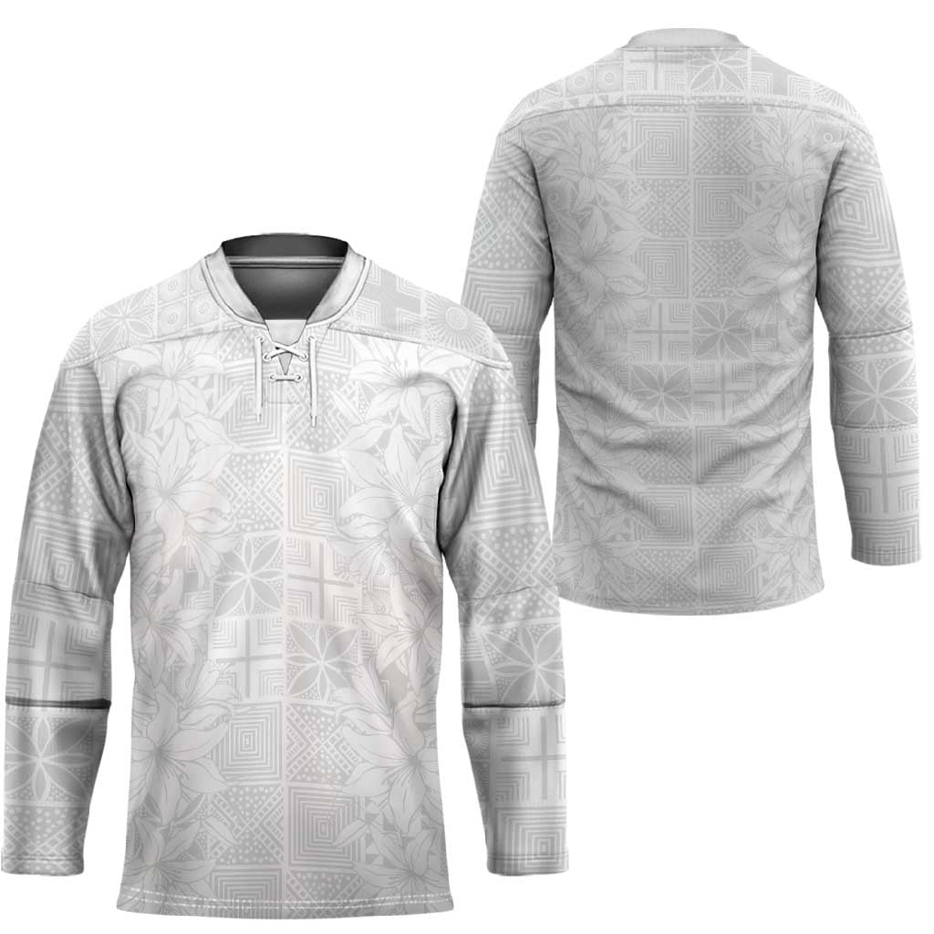 Nigeria Osun-Osogbo Festival Hockey Jersey White Lily Lei With Yoruba Pattern