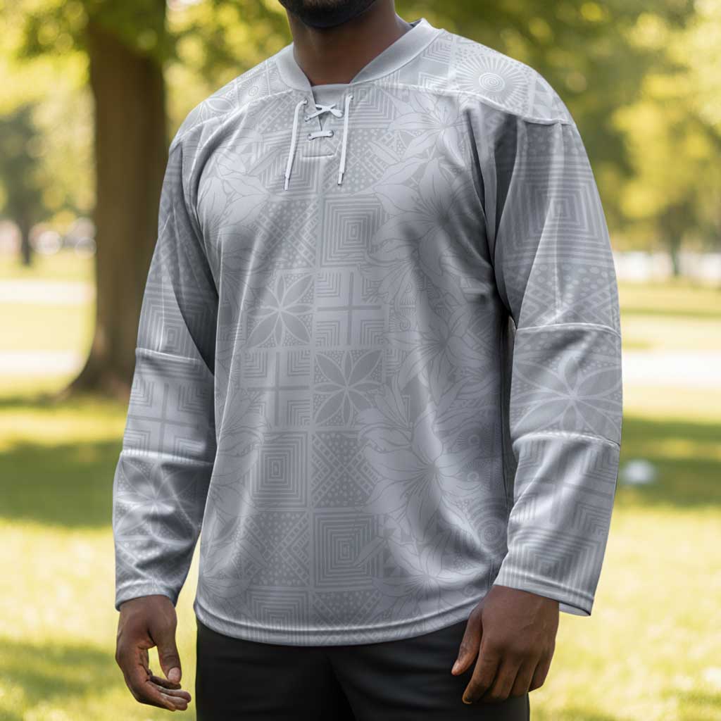 Nigeria Osun-Osogbo Festival Hockey Jersey White Lily Lei With Yoruba Pattern