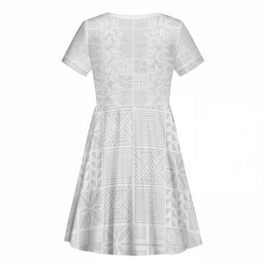 Nigeria Yoruba Osun-Osogbo Festival Kid Short Sleeve Dress White Lily Lei - African Pride