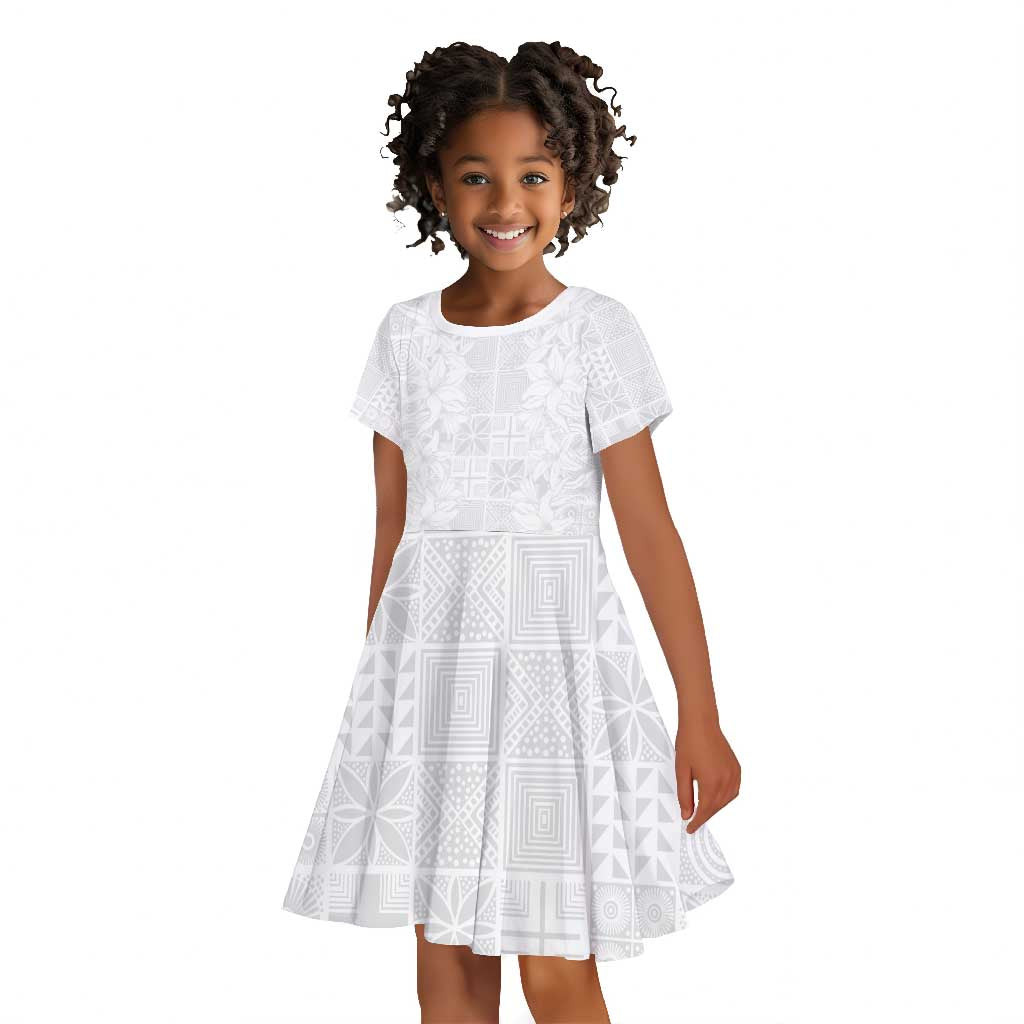 Nigeria Yoruba Osun-Osogbo Festival Kid Short Sleeve Dress White Lily Lei - African Pride