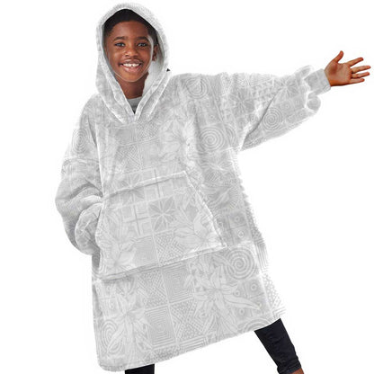 Nigeria Yoruba Osun-Osogbo Festival Kid Wearable Blanket Hoodie White Lily Lei - African Pride