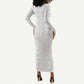 Nigeria Yoruba Osun-Osogbo Festival Long Sleeve Bodycon Dress White Lily Lei - African Pride