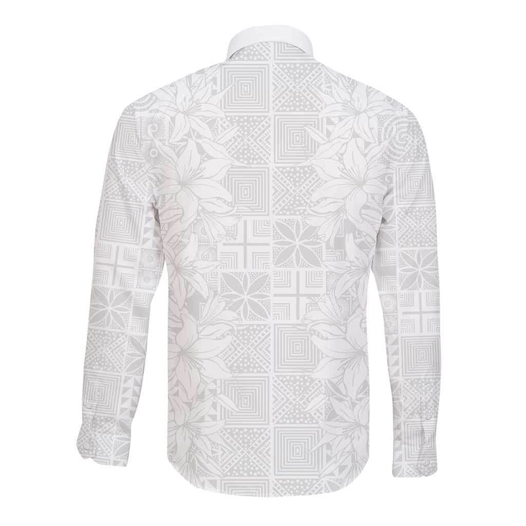 Nigeria Yoruba Osun-Osogbo Festival Long Sleeve Button Shirt White Lily Lei - African Pride