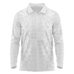 Nigeria Yoruba Osun-Osogbo Festival Long Sleeve Polo Shirt White Lily Lei - African Pride