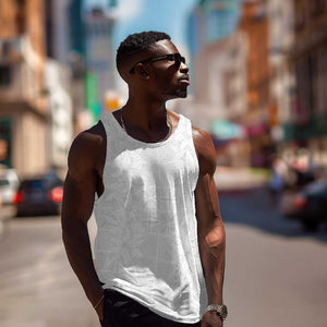 Nigeria Yoruba Osun-Osogbo Festival Men Tank Top White Lily Lei - African Pride