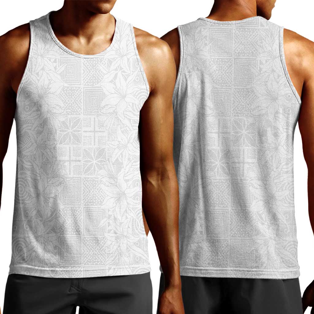 Nigeria Yoruba Osun-Osogbo Festival Men Tank Top White Lily Lei - African Pride