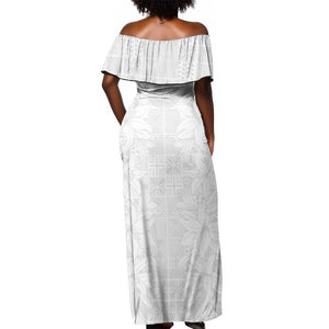 Nigeria Yoruba Osun-Osogbo Festival Off Shoulder Maxi Dress White Lily Lei - African Pride