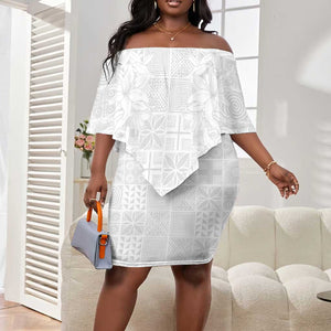 Nigeria Yoruba Osun-Osogbo Festival Off Shoulder Short Dress White Lily Lei - African Pride