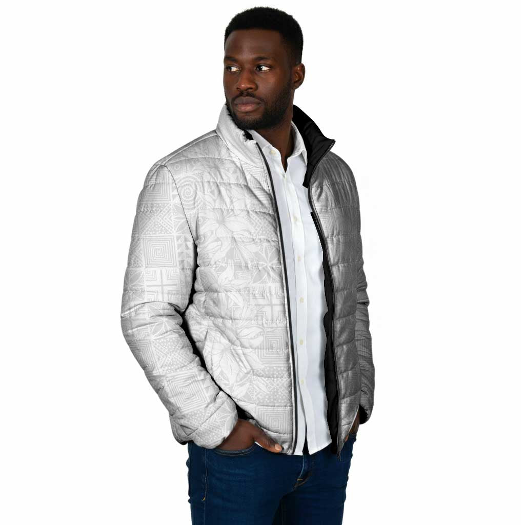 Nigeria Osun-Osogbo Festival Padded Jacket White Lily Lei With Yoruba Pattern