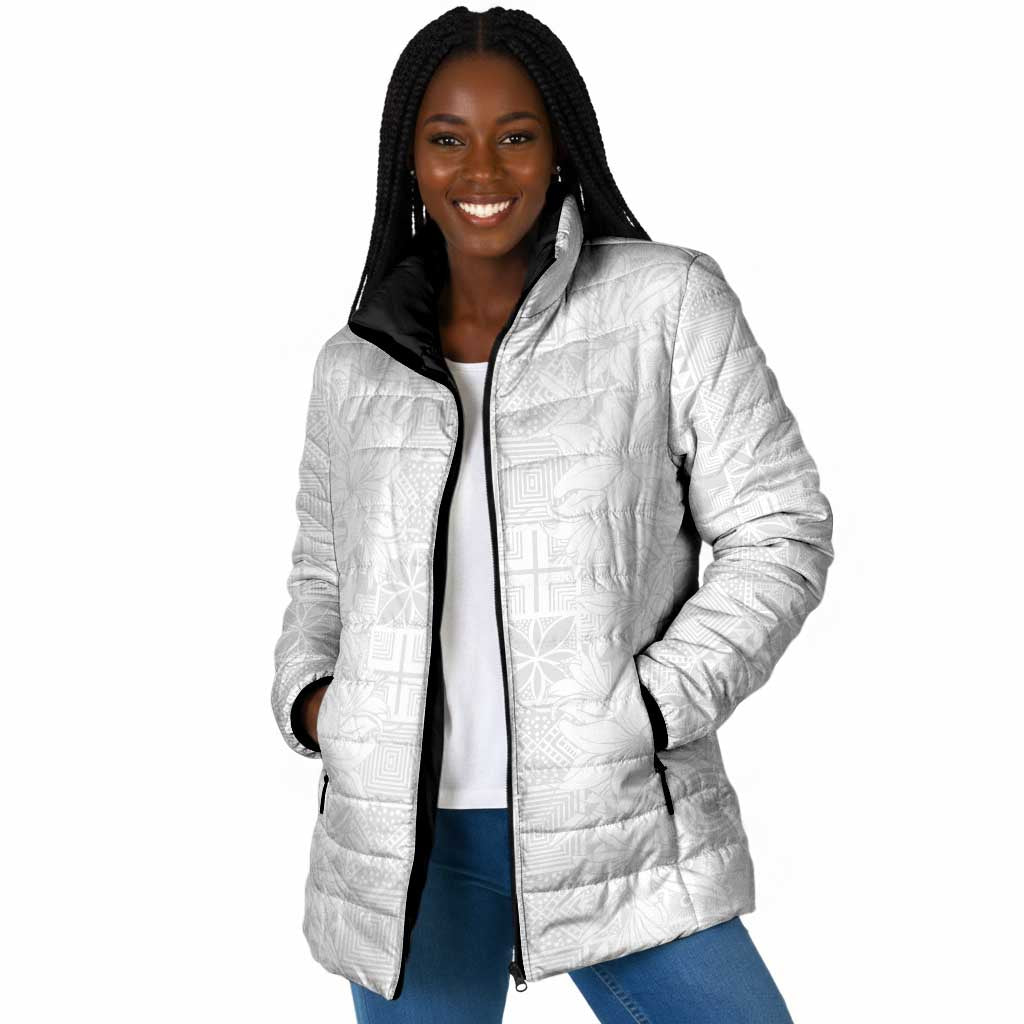Nigeria Osun-Osogbo Festival Padded Jacket White Lily Lei With Yoruba Pattern