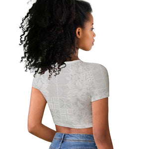 Nigeria Yoruba Osun-Osogbo Festival Raglan Cropped T shirt White Lily Lei - African Pride