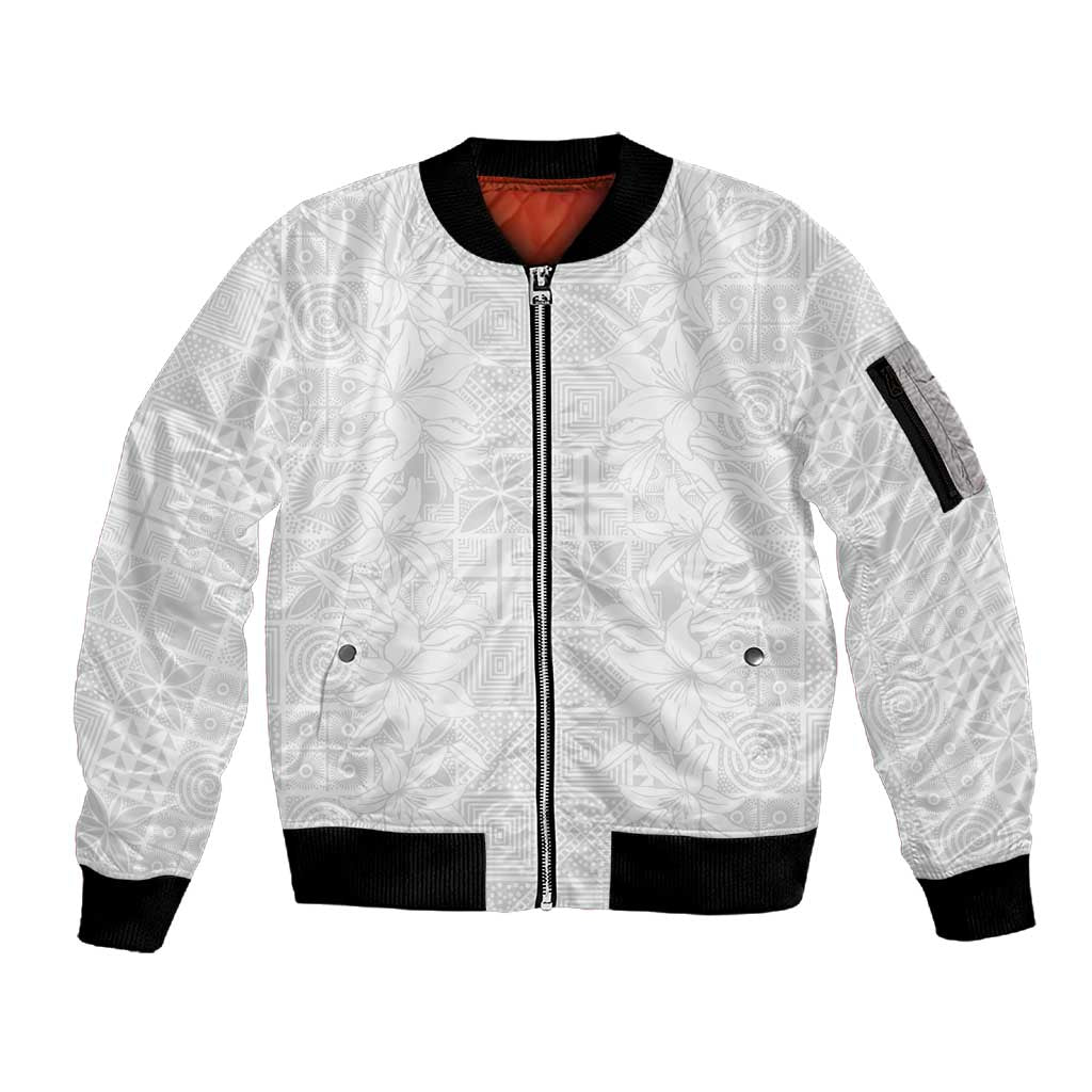 Nigeria Yoruba Osun-Osogbo Festival Sleeve Zip Bomber Jacket White Lily Lei - African Pride