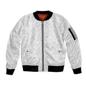 Nigeria Yoruba Osun-Osogbo Festival Sleeve Zip Bomber Jacket White Lily Lei - African Pride