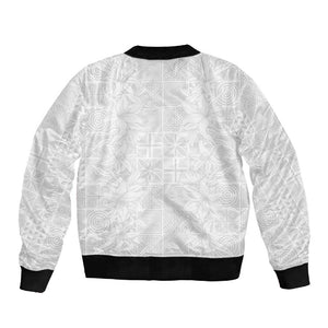 Nigeria Yoruba Osun-Osogbo Festival Sleeve Zip Bomber Jacket White Lily Lei - African Pride