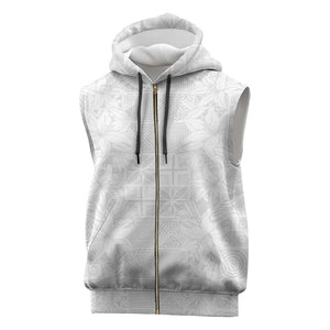 Nigeria Yoruba Osun-Osogbo Festival Sleeveless Zip Hoodie White Lily Lei - African Pride