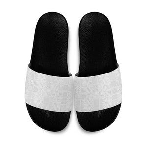 Nigeria Osun-Osogbo Festival Slide Sandals White Lily Lei With Yoruba Pattern