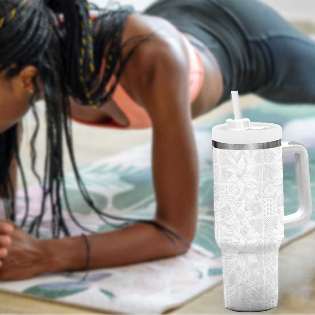 Nigeria Yoruba Osun-Osogbo Festival Tumbler With Handle White Lily Lei - African Pride