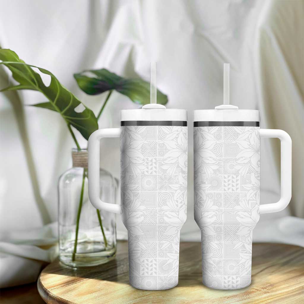 Nigeria Yoruba Osun-Osogbo Festival Tumbler With Handle White Lily Lei - African Pride