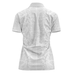Nigeria Yoruba Osun-Osogbo Festival Women Polo Shirt White Lily Lei - African Pride