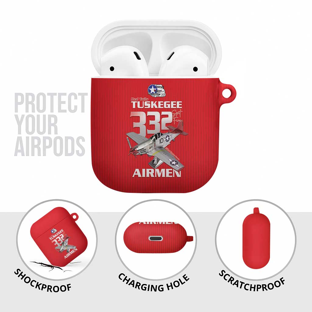 Tuskegee Red Tails Airmen AirPods Case P-51 Mustang 332nd Fighter Group - Red