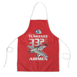 Tuskegee Red Tails Airmen Apron P-51 Mustang 332nd Fighter Group - Red