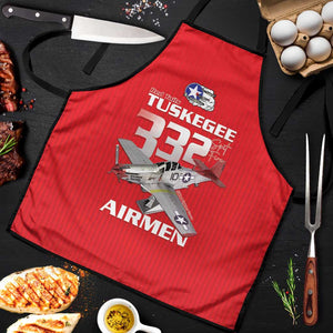 Tuskegee Red Tails Airmen Apron P-51 Mustang 332nd Fighter Group - Red