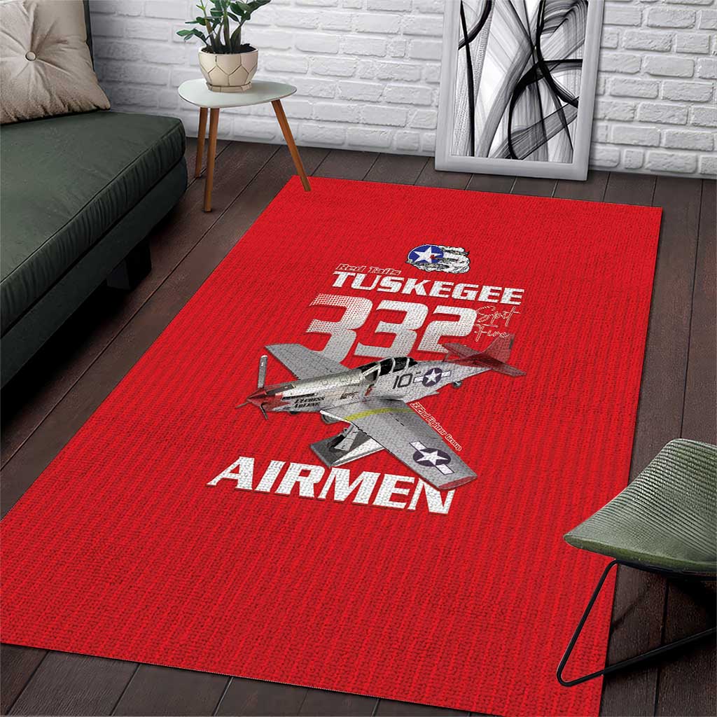 Tuskegee Red Tails Airmen Area Rug 332nd Fighter Group - Red - African Pride