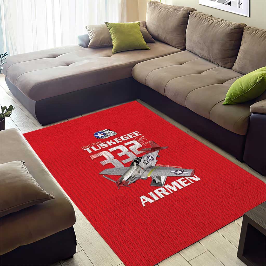 Tuskegee Red Tails Airmen Area Rug 332nd Fighter Group - Red - African Pride