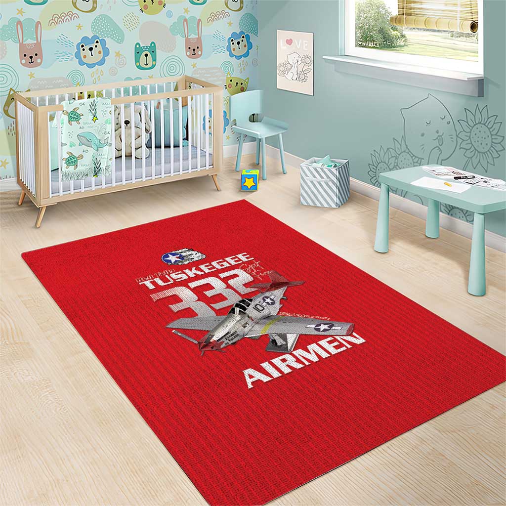 Tuskegee Red Tails Airmen Area Rug 332nd Fighter Group - Red - African Pride