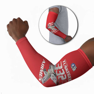 Tuskegee Red Tails Airmen Arm Sleeves P-51 Mustang 332nd Fighter Group - Red