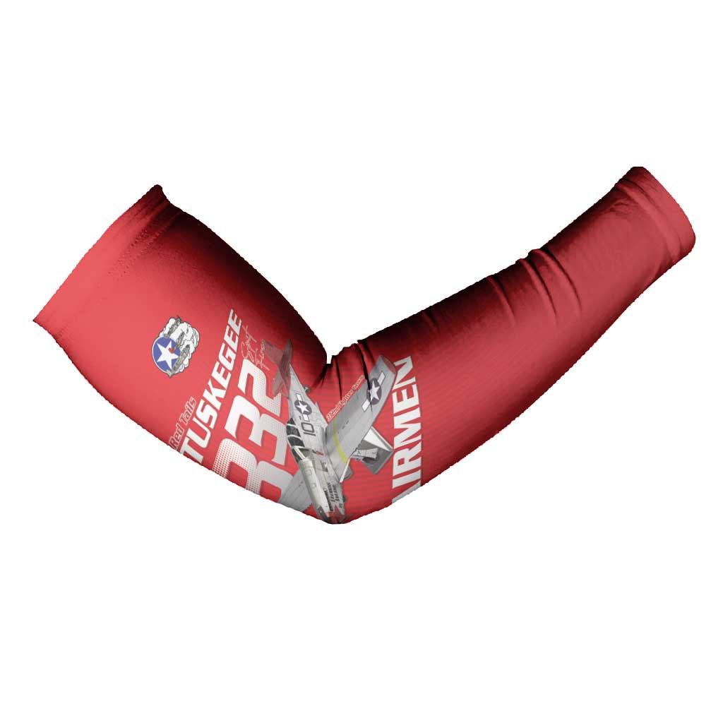 Tuskegee Red Tails Airmen Arm Sleeves P-51 Mustang 332nd Fighter Group - Red