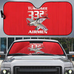 Tuskegee Red Tails Airmen Auto Sun Shade P-51 Mustang 332nd Fighter Group - Red