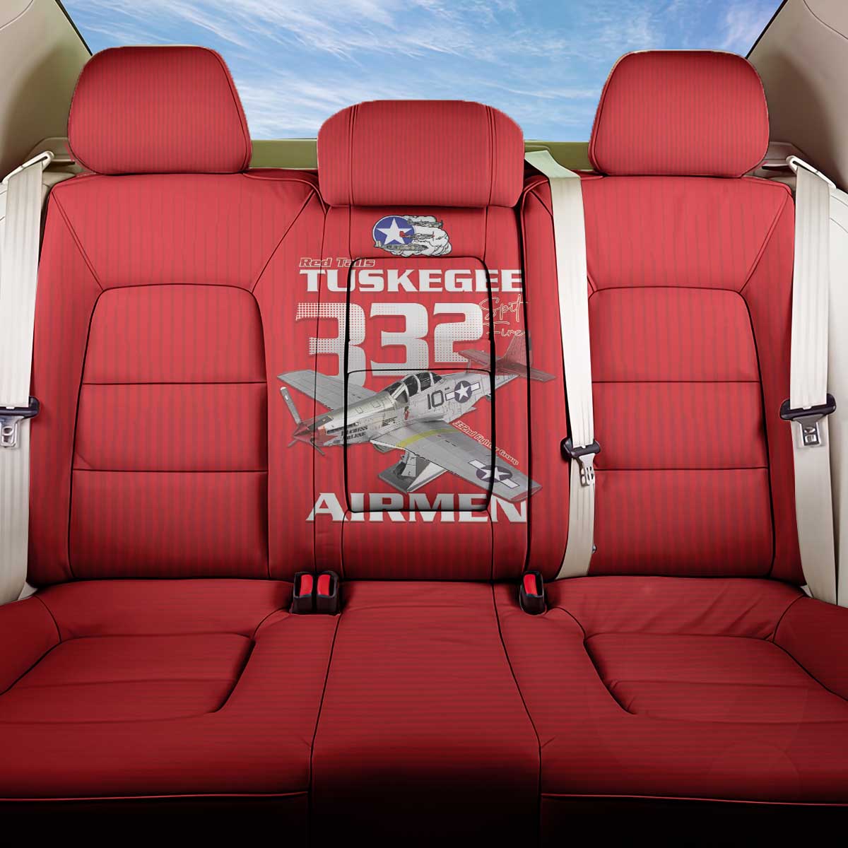 Tuskegee Red Tails Airmen Back Car Seat Cover 332nd Fighter Group - Red - African Pride