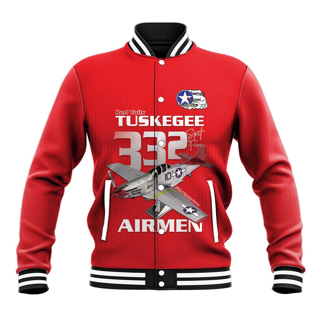Tuskegee Red Tails Airmen Baseball Jacket 332nd Fighter Group - Red - African Pride